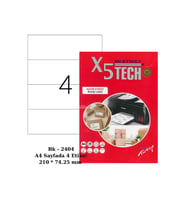 A1 Etiket Lazer Etiket tw-2404 100 A4 Sayfa Lazer Etiket 210 X 74 mm Boyutunda 1 A4 Sayfada 4 Etiket