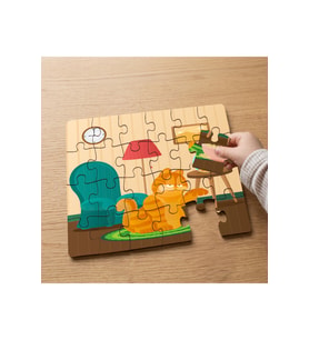 Sevimli Turuncu Kedi Tasarımlı 24 Parça Ahşap Çocuk Puzzle
