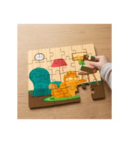 Sevimli Turuncu Kedi Tasarımlı 24 Parça Ahşap Çocuk Puzzle