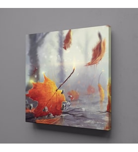 YERE DÜŞEN YAPRAKLAR TEMALI KANVAS TABLO 90x90cm (Karışık)