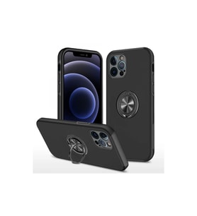 Apple iPhone 12 Pro Max Kılıf Elit Yüzüklü Kapak - Siyah