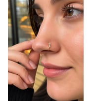 925 Ayar Gümüş Minimal Burun Hızması Piercing Halka Model Taş Detaylı Unisex