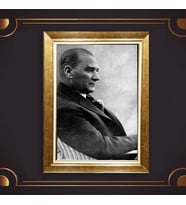 Özel Seri Paspartulu Çerçeveli Atatürk Tablo l387 (Gold)