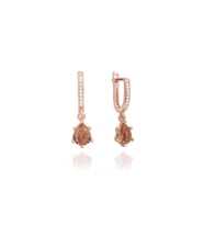 Smoky Topaz Renkli Sallantılı Damla Taşlı Küpe Rose