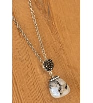 Sertifikalı A+ Zirkon Taşlı Ay Taşı Kolye (Çok Renkli)