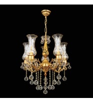 Avize Çarşısı Fenomen Gold 5 kollu Fanuslu Kristal Taşlı Avize BS.7230-58-05 F