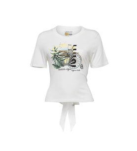 Biggdesign Nature Boğazda Bisiklet Kadın T-shirt (Beyaz)