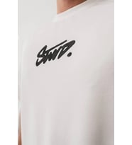 Erkek Tişört Yazlık Baskılı Oversize Kısa kol T-Shirt - Beyaz