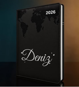 BK Gift Kişiye Özel İsimli Termo Sert Kapak 2026 Siyah Ajanda -3, Öğretmenler Günü Hediyesi, Yeni İş Hediyesi