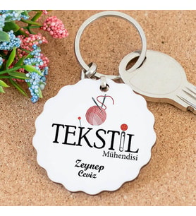 Tekstil Mühendisi Tasarımlı Papatya Anahtarlık