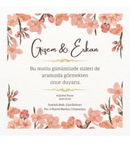 Kına ve Düğün Davetiyesi 100 adet Kişiye özel Zarfsız model