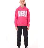 Kız Çocuk 2 İplik Küfe Yazı Görselli Kapüşonlu Alt-Üst Takım 12374 MODANINO (Pembe)