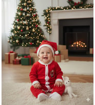 BEBEK YILBAŞI NOEL TEMALI NOEL BABA BASKILI TULUM (Kırmızı)