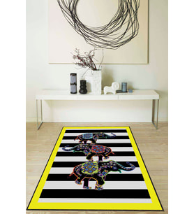 Sarı Filli Kaymaz Tabanlı Makinede Yıkanabilir Halı RV238 - 100 x 160 cm
