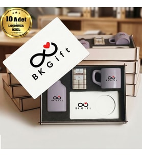 Logonuza Özel 10 Adet Kutulu Ahşap Altlıklı Bej Fincan & Kolonya & & Aromalı Kahve Seti – Ahşap Kutulu Kurumsal Hediye Seti