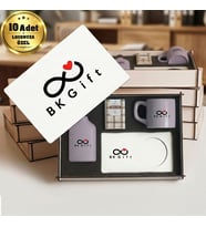 Logonuza Özel 10 Adet Kutulu Ahşap Altlıklı Bej Fincan & Kolonya & & Aromalı Kahve Seti – Ahşap Kutulu Kurumsal Hediye Seti