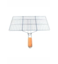 Ahşap Saplı Mangal Izgarası Galvanizli Paslanmaz Kafes Demir 25 x 40 cm