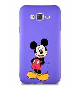 Samsung Galaxy J7 Core Soft Premier Kapak Mickey Mouse-B Tasarımlı Silikon Kılıf - Mor (Şeffaf)