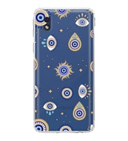 PrintiFy Samsung Galaxy A01 Core ile Uyumlu Nazar Boncuğu 5  Kamera Korumalı Şeffaf Silikon Kılıf