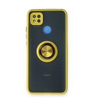 Xiaomi Redmi 9c Kılıf Montreal Yüzüklü Silikon Kapak - Sarı