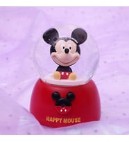 Mickey Mouse Temalı Orta Boy Işıklı Müzikli Kar Küresi (Kırmızı)