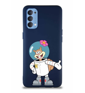 Oppo Reno 4 Soft Premier Kapak Sandy Tasarımlı Silikon Kılıf - Lacivert (Şeffaf)