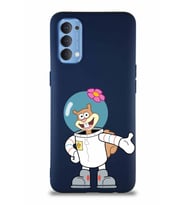 Oppo Reno 4 Soft Premier Kapak Sandy Tasarımlı Silikon Kılıf - Lacivert (Şeffaf)