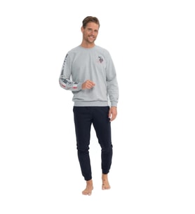 U.S. Polo Assn. Erkek Uzun Kollu Baskılı Pijama Takımı (Gri)