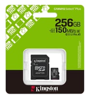 KINGSTON CANVAS SELECT PLUS 256GB MICRO SDHC CLASS10 150MB/s HAFIZA KARTI SDCS3/256GB
