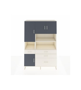 Hyperion Dolap 9 Raflı 4 Çekmeceli 4 Kapaklı 132x44x195 Aytaşı-Antrasit/Aytaşı