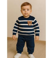 ERKEK BEBEK ÇOCUK 3 İPLİK , İÇİ ŞARDONLU KIŞLIK ALT ÜST TAKIM (Lacivert)