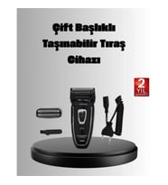 Mey İthalat® Şarjlı Kablosuz Tıraş Makinesi Çift Başlık Kuru Tıraş Ergonomik Taşınabilir