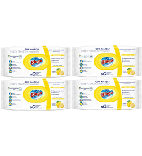 Bingo Clean Yüzey Temizlik Havlusu 96 Yaprak Limon Kokulu Plastik Kapaklı (4 Lü Set) 384 Yaprak