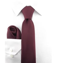 PİERRONİ Bordo Oxford Desen Mendilli Kravat