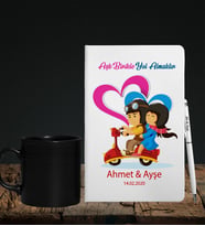 Sevgililer Gününe Özel Defter Kalem & Siyah Varil Kupa Hediye Seti 16