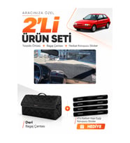 MAZDA 323 HATCHBACK BG KASA (1991-1995) Uyumlu Torpido Örtüsü + Deri Bagaj Çantası Seti - Siyah