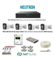 Neutron 2mp 4 kameralı Gece Renkli Sesli Dış ortam AHD Full Kamera Seti 500GB Disk NEU-AB120-28-CA