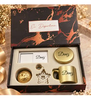 BK Gift Kişiye Özel İsimli Gold Kahve Fincanı & Mum & MDF Altlıklı Dekor & Anahtarlık - Hediye Kutulu Gold Set-2