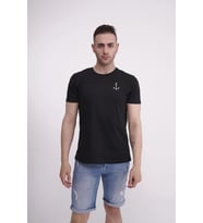 The Socks Company 23SCTS223U Çapa Nakışlı Bisiklet Yaka Siyah Tshirt
