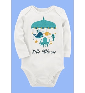 Organik Baskılı Pamuklu Unisex Bebek Body UZUNKOLE16