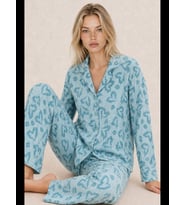 Night Mavi Kadın Uzun Kollu Rahat Pijama Takımı 4761