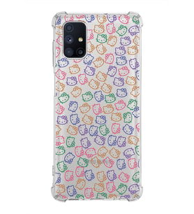 Samsung Galaxy M51  Köşe Korumalı Antişok Kapak Hello Kitty Tasarımlı Şeffaf Silikon Kılıf