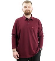 Mode XL Büyük Beden Erkek Sweatshirt Polo Yaka Uzun Kol WAFFLE 23449 Bordo