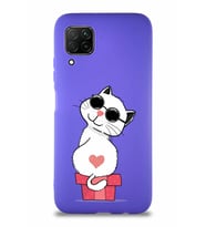 Huawei P40 Lite Soft Premier Kapak Coolcat Tasarımlı Silikon Kılıf - Mor (Şeffaf)