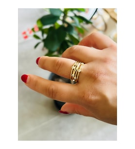 AYARLANABİLİR VİNTAGE, GOLD RENK, ÇOKLU GÖRÜNÜMLÜ TAŞLI YÜZÜK ACR0305
