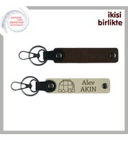 Seyahati Anlamlı Kılanlara Karavan Temalı Armağan, Kişisel Anahtarlık Takımı, Koyu Kahve-Sütlü Kahve