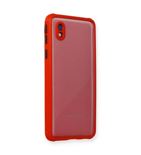 Samsung Galaxy A01 Core Kılıf Miami Şeffaf Silikon - Kırmızı