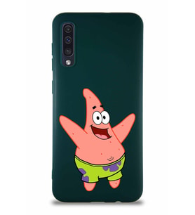 Samsung Galaxy A30S Soft Premier Kapak Patrick Yıldız Tasarımlı Silikon Kılıf - Yeşil (Şeffaf)