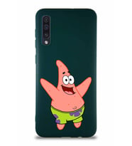 Samsung Galaxy A30S Soft Premier Kapak Patrick Yıldız Tasarımlı Silikon Kılıf - Yeşil (Şeffaf)