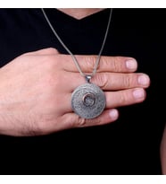 925 Ayar Gümüş Koruma Dua'ları Yazılı Madalyon Kolye (Gri)